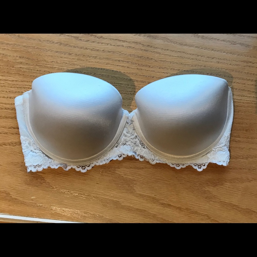 White strapless lace bra!